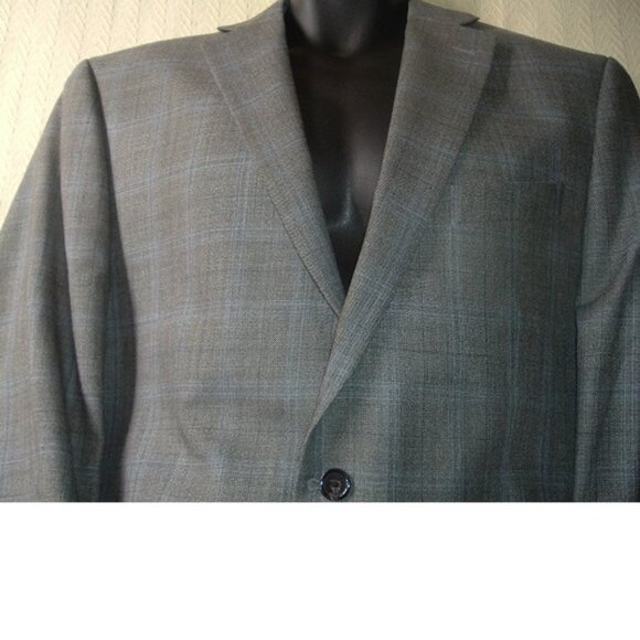 Lauren Ralph Lauren 52% Silk 48% Wool Mens Blazer Sport Coat 44R Gray/Blue Plaid - Picture 2 of 12